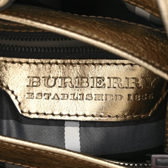 BURBERRY Metallic Calfskin Warrior Hobo Gold - Picture 5 of 10